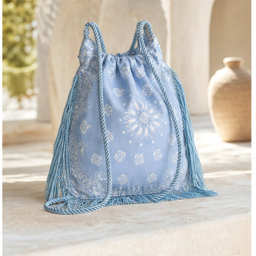 HS tas Blauw Fringe - sfeerbeeld
