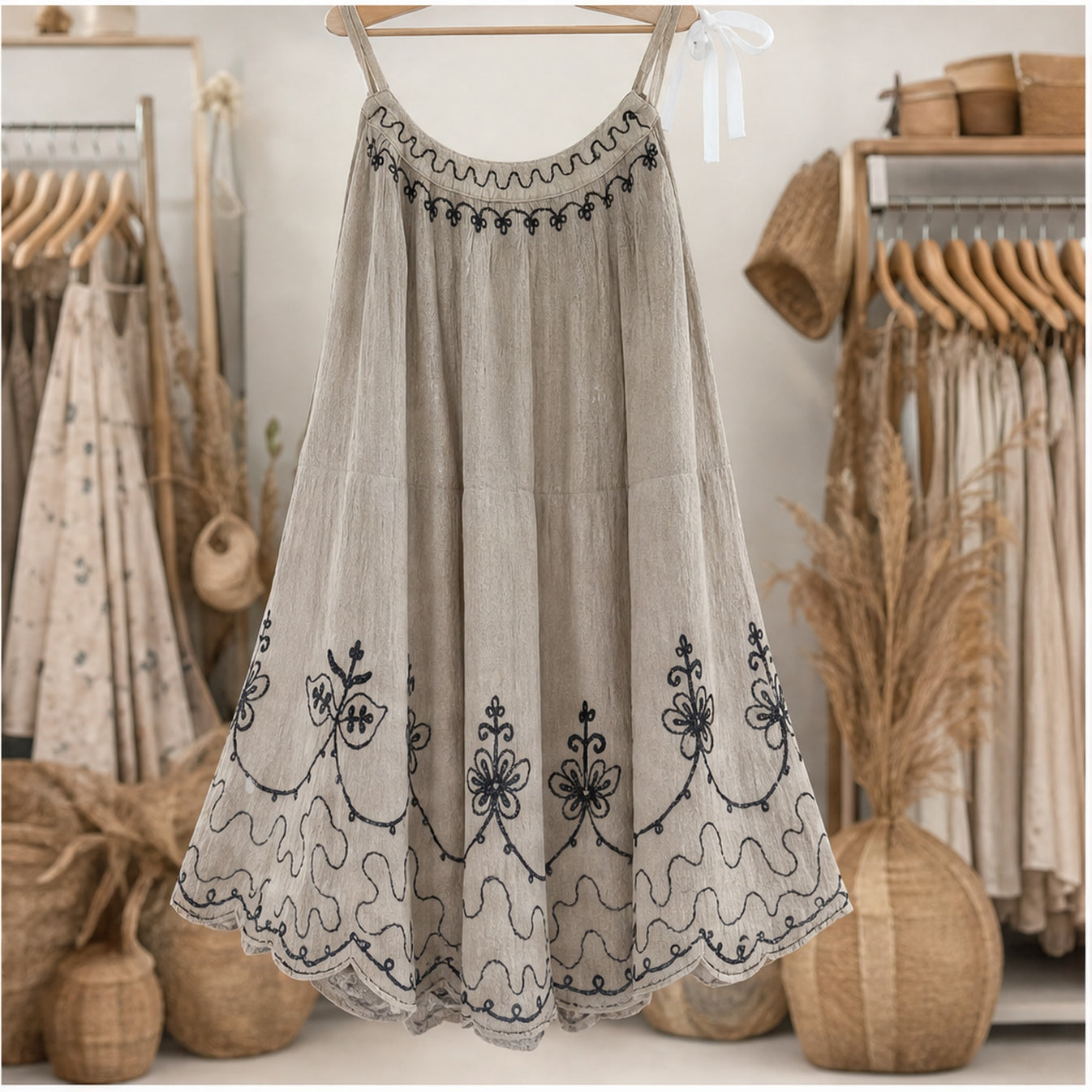HS Rok Handmade in India - Meerdere Kleuren - Taupegrijs - sfeerbeeld