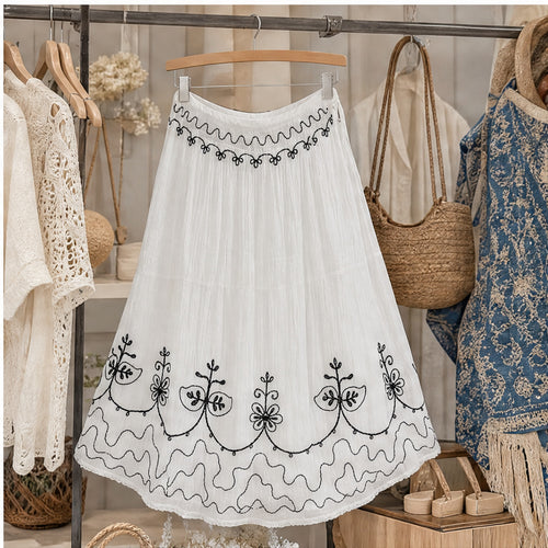 HS Rok Handmade in India - Meerdere Kleuren - Wit - sfeerbeeld