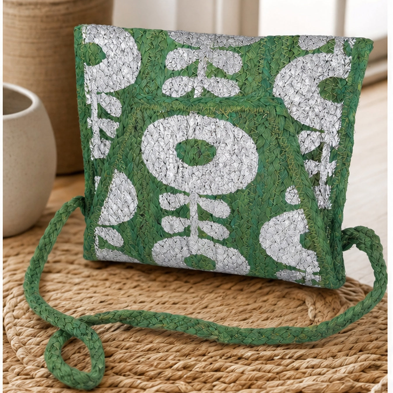 HS crossbody tas Groen Wit Kralen - sfeerbeeld