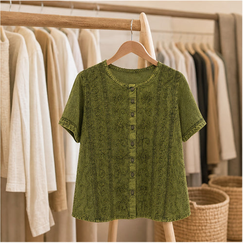 HS Top Handmade India - Meerdere Kleuren - Olijfgroen - sfeerbeeld