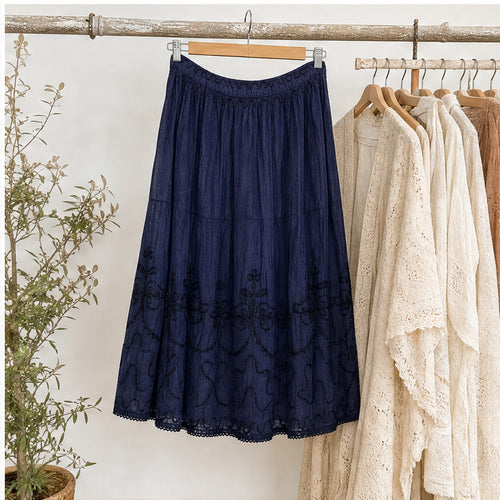 HS Rok Handmade in India - Meerdere Kleuren - Navy - sfeerbeeld