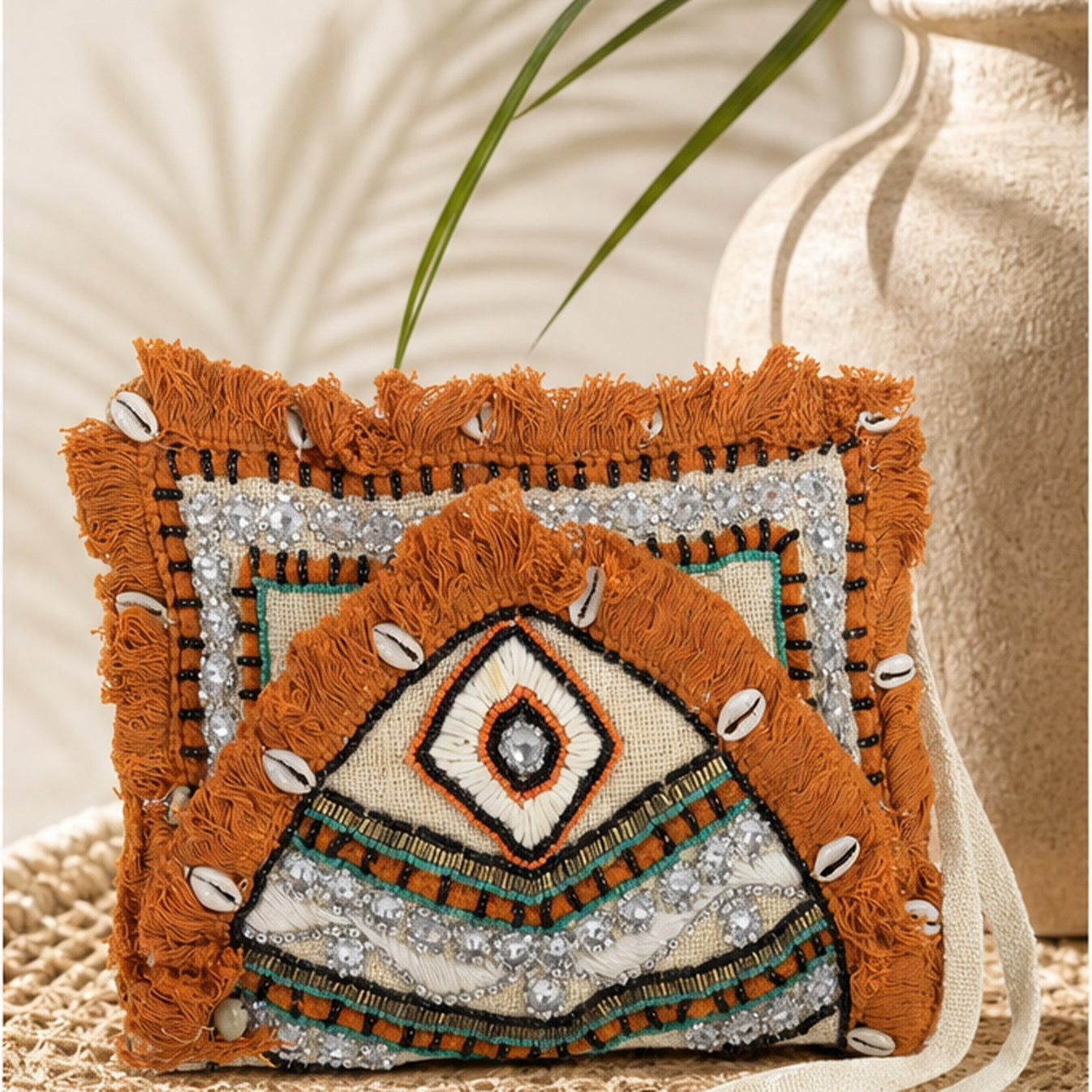 HS crossbody tas Oranje Eye Borduursel - sfeerbeeld