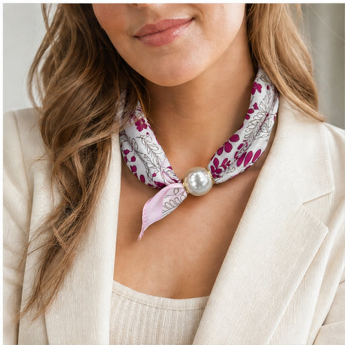 HS Parelsjaal - Meerdere Prints - Wit Roze Bloemenprint - sfeerbeeld