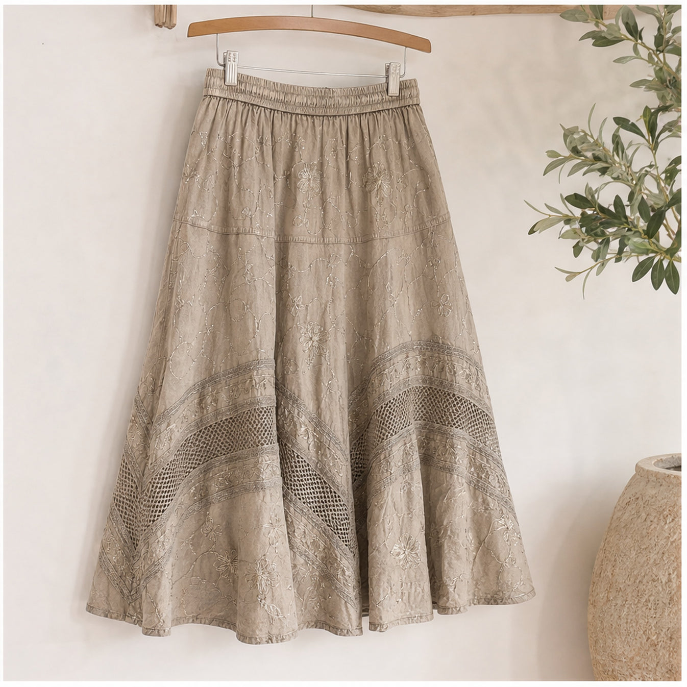 HS Rok Handmade in India - Meerdere Kleuren - Taupe - sfeerbeeld