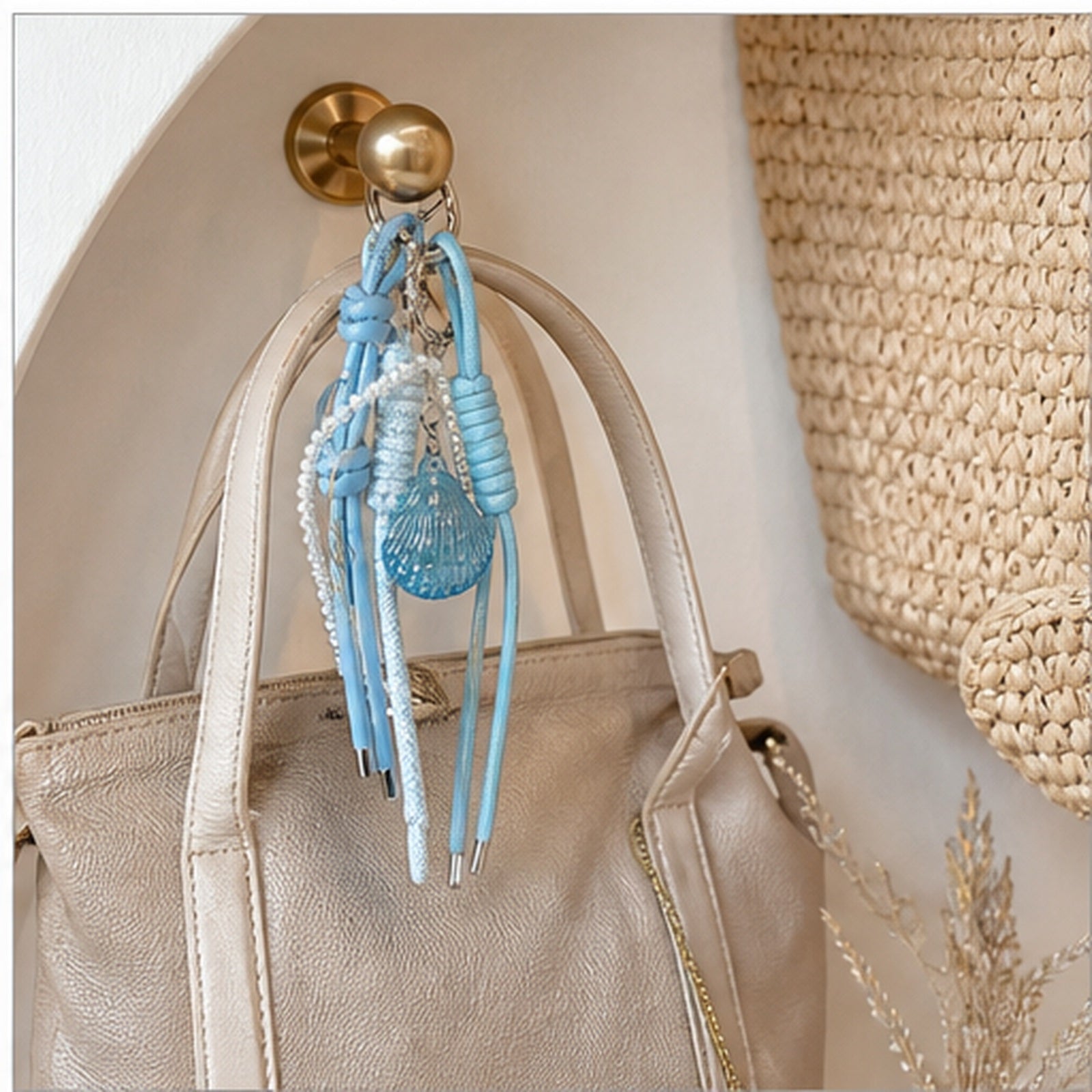 HS Fashion Tassenhanger - Beige design 49 - Beige design 49 - in setting