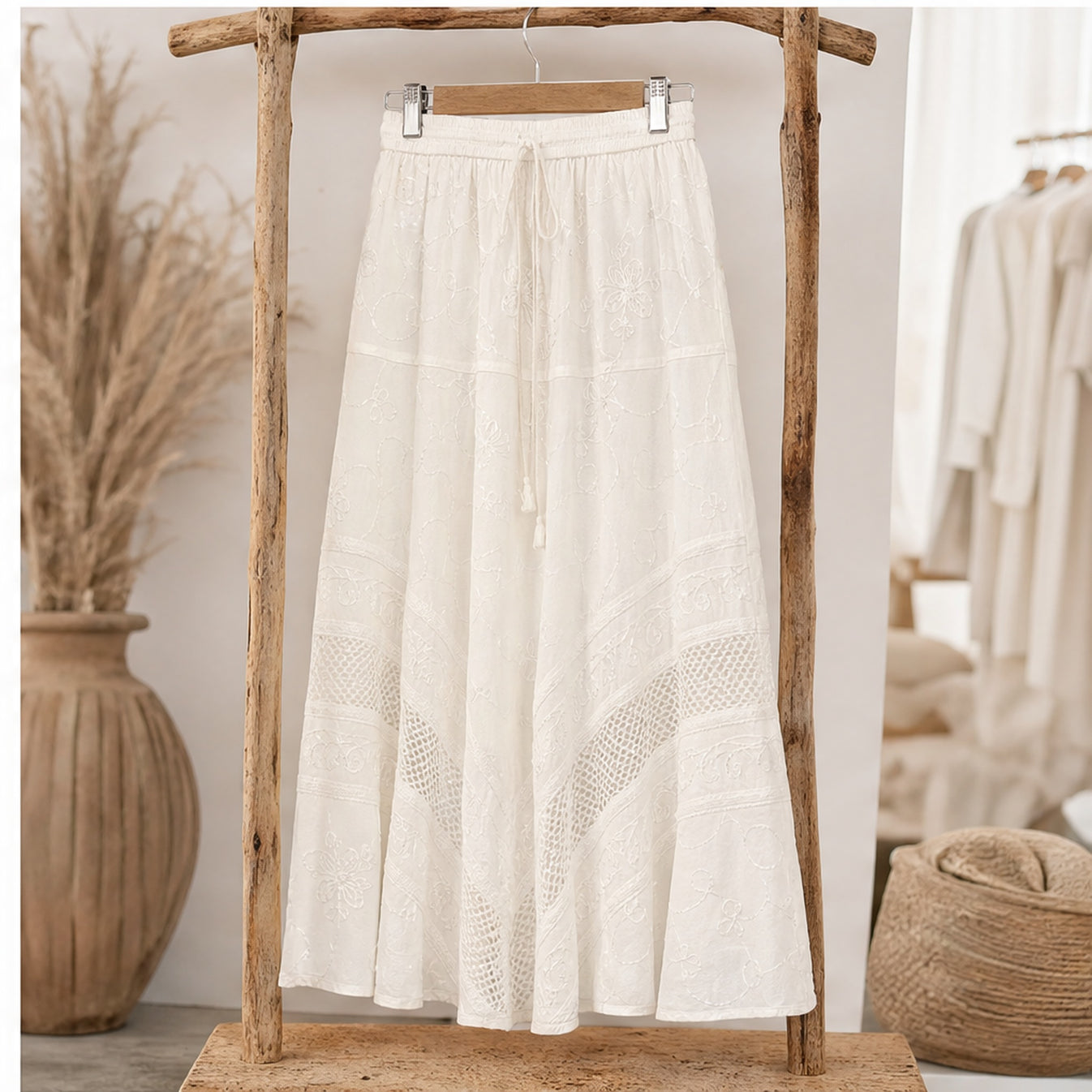 HS Rok Handmade in India - Meerdere Kleuren - Ecru - sfeerbeeld