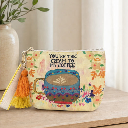 HS tasje Coffee Quote Geel - sfeerbeeld