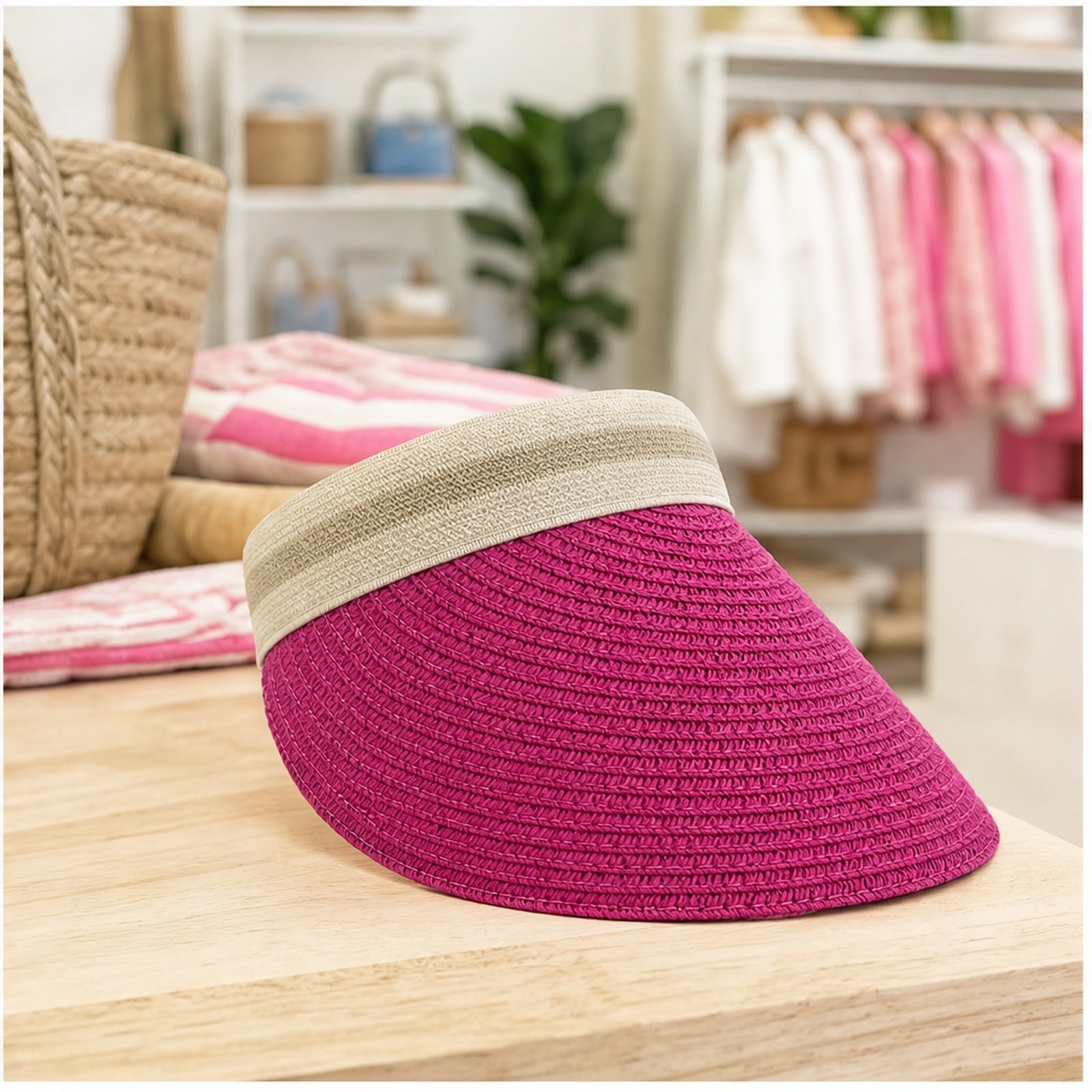 HS Fashion Zonneklep Basic - Roze - Roze - in setting