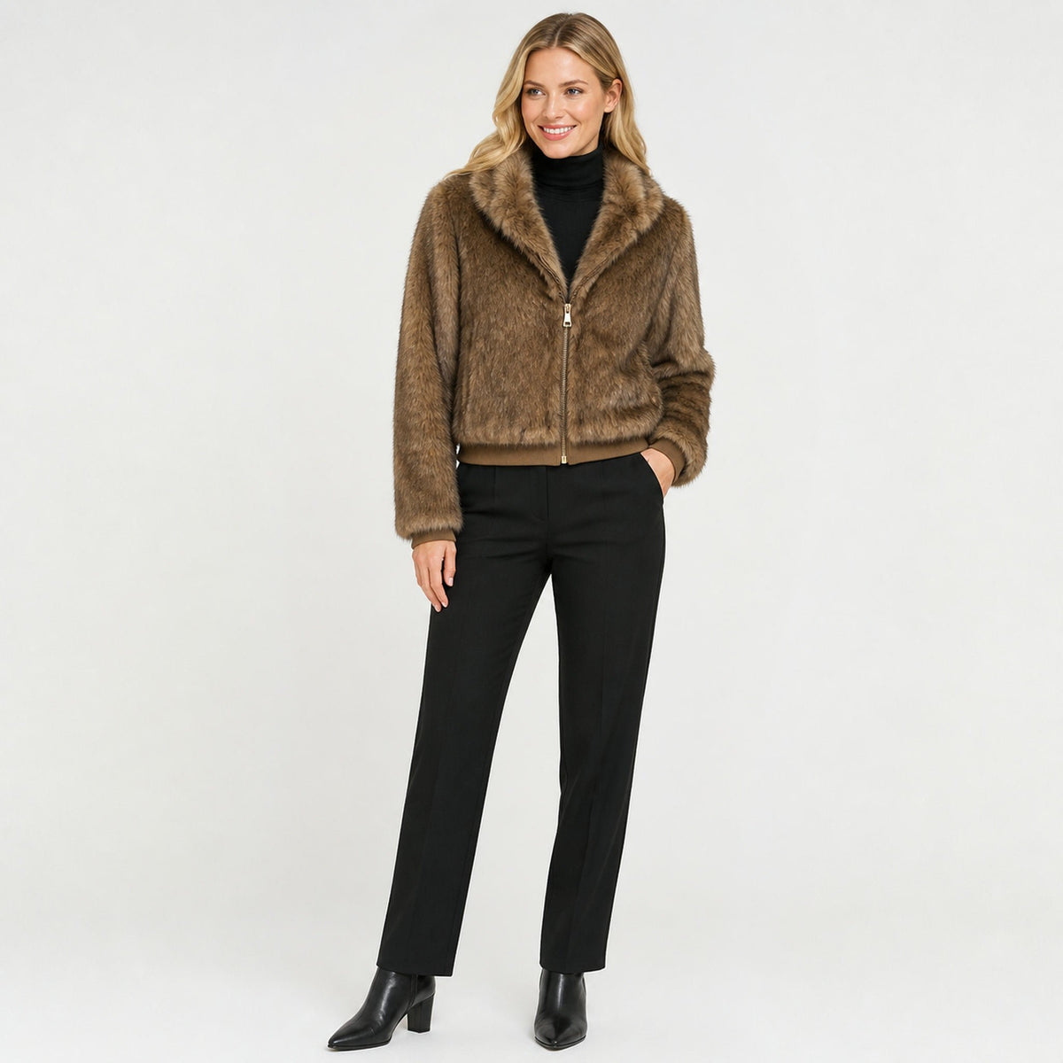 Faux Fur Bomberjas met Elastische Band - One Size
