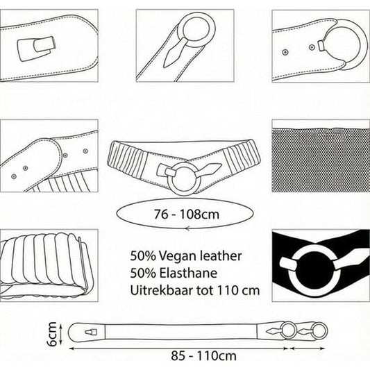 Tailleriem Dames - Vegan Leer - Metalen Gesp - Elastisch - verstelbare pasvorm - 26 kleuren