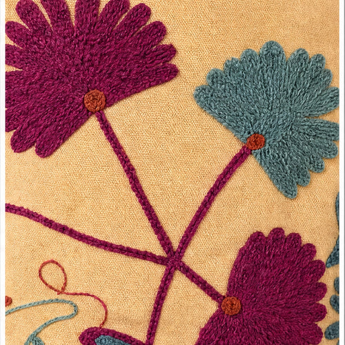 HS Luchtige Katoenen Damesjas Folklore Print - Creme Kleurrijke Bloemenprint - detail van stof en afwerking