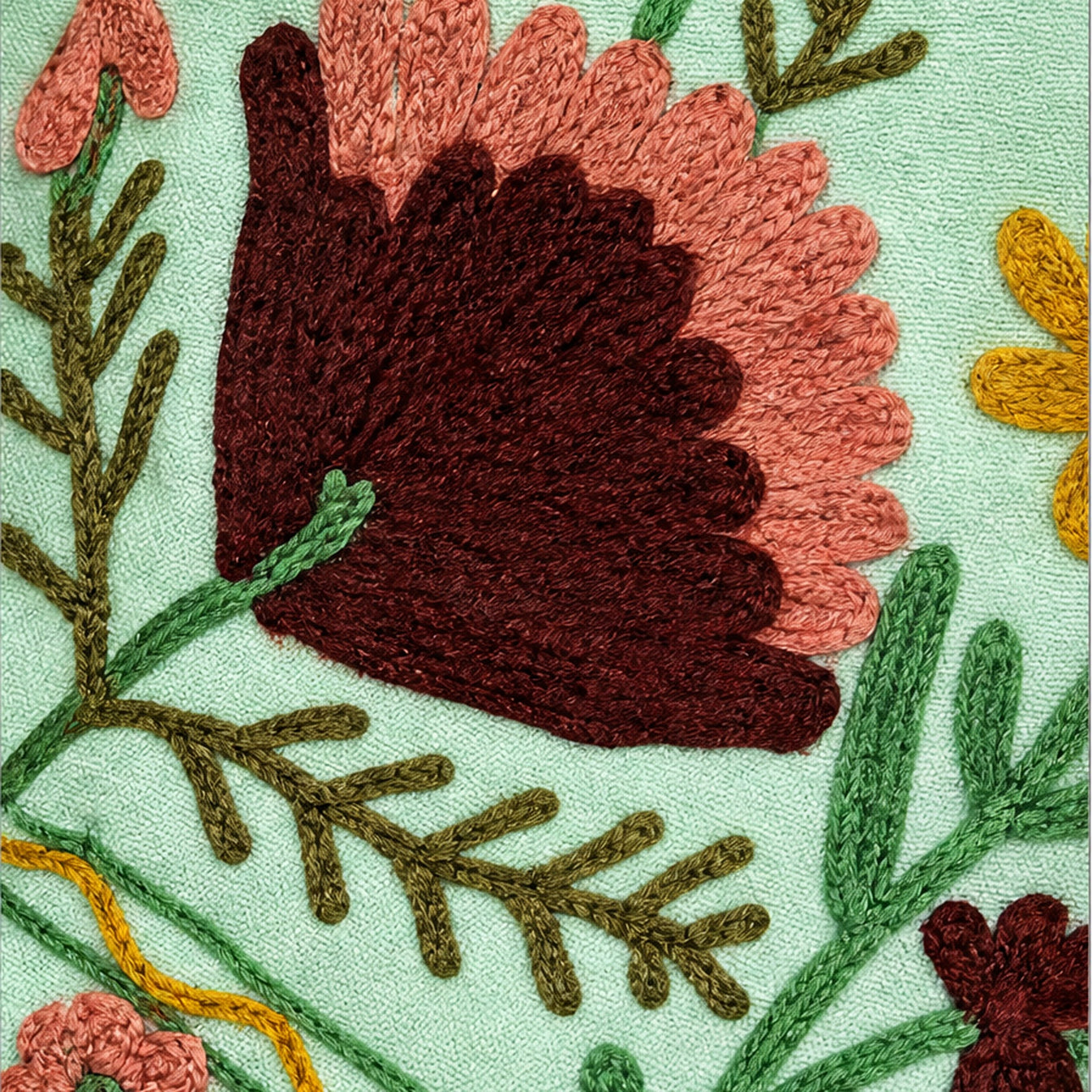 HS Luchtige Katoenen Damesjas Mintgroen Bloemenprint - One Size - detail van stof en afwerking