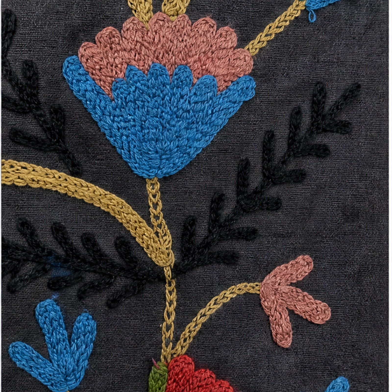 HS Luchtige Katoenen Damesjas Border Print - Zwart Folklore Print - detail van stof en afwerking