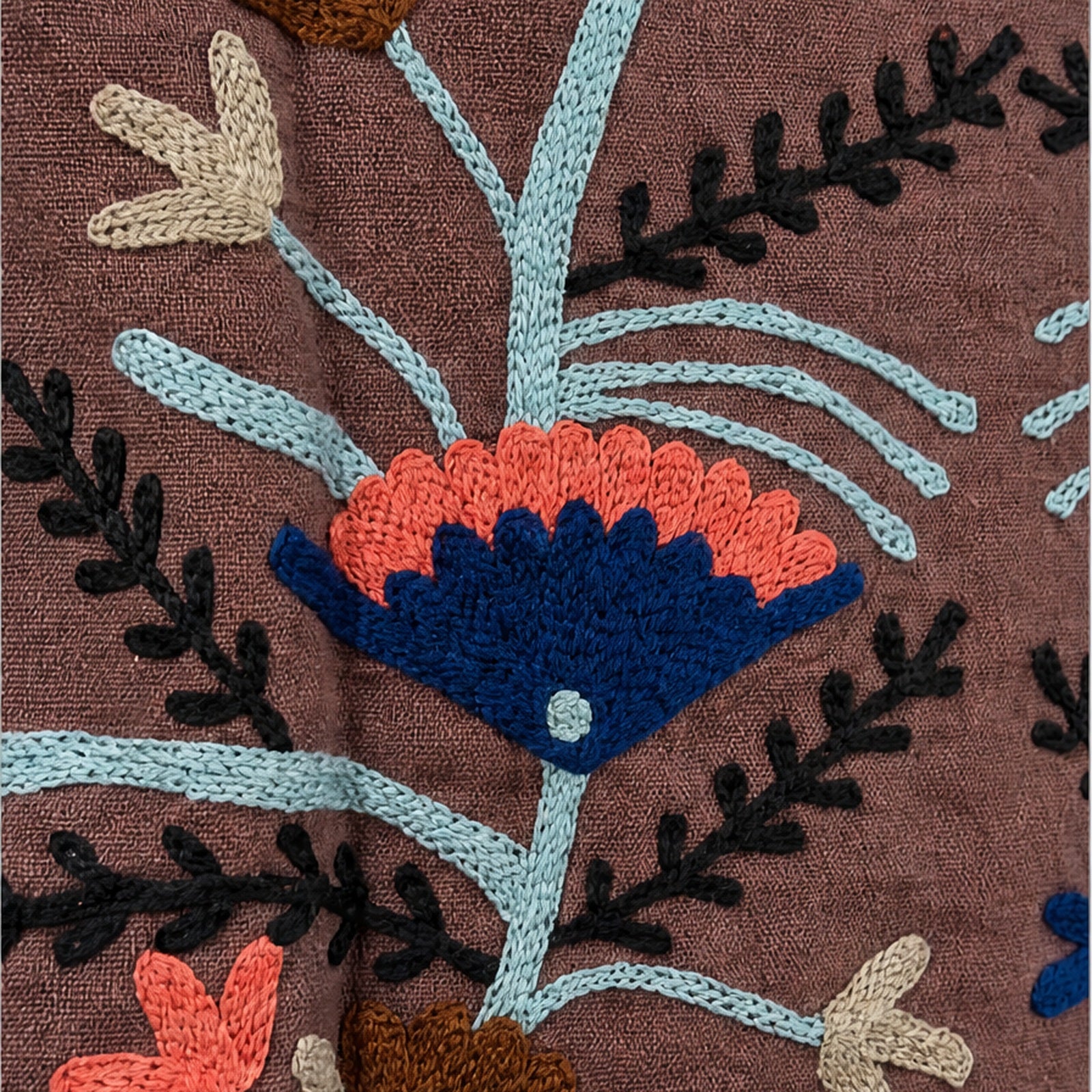 HS Luchtige Katoenen Damesjas Border Print - Bruin Bohemian Print - detail van stof en afwerking