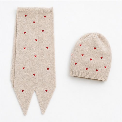 Muts & Sjaal Set met Hartjes