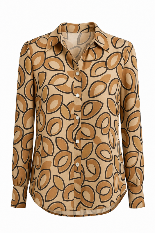 Chic Blouse Koffie - Vooraanzicht productfoto