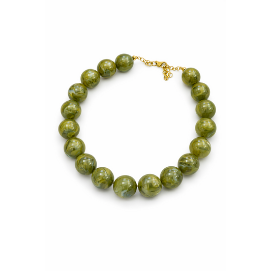 HS Ketting - In 7+ Kleuren - Grote Kralen - Groen