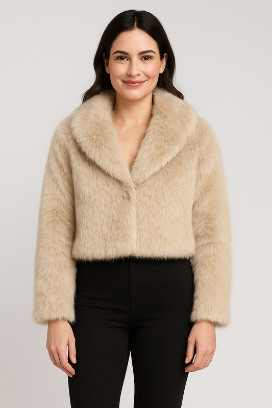Faux Fur Dames Jas Creme