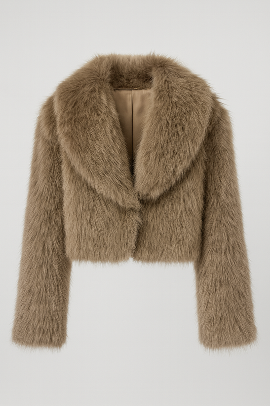 Faux Fur Dames Jas Taupe