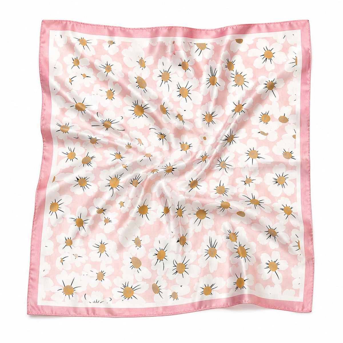 Vierkante Sjaal 70x70 Satijnlook – Madeliefjes