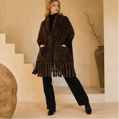 Faux Fur Poncho Sjaal