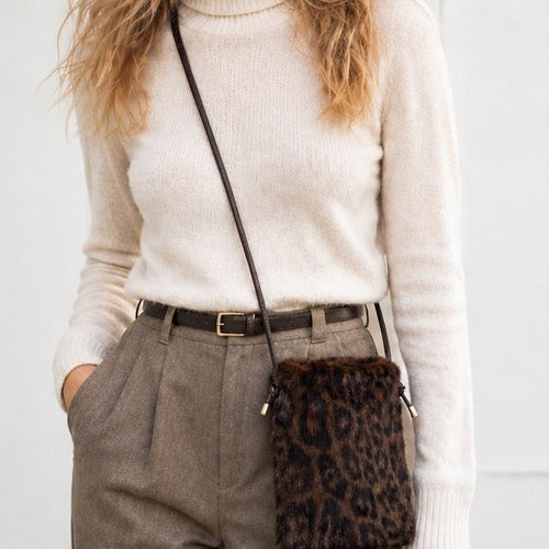 Faux Fur Handtas - Koffie Luipaard