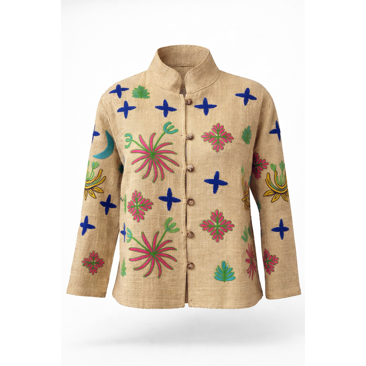 HS Cotton Jacket - In 5 Kleuren - Met Knopen - Tijger Design - Beige