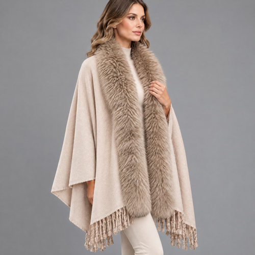 Stola met Faux Fur Kraag en Franjes, foto 8