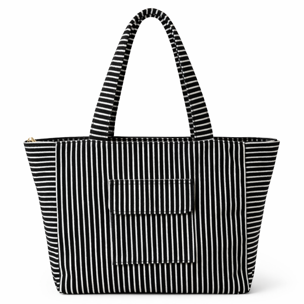 HS Tas - In 5 Kleuren - Big Shopper Badstof - Zwart
