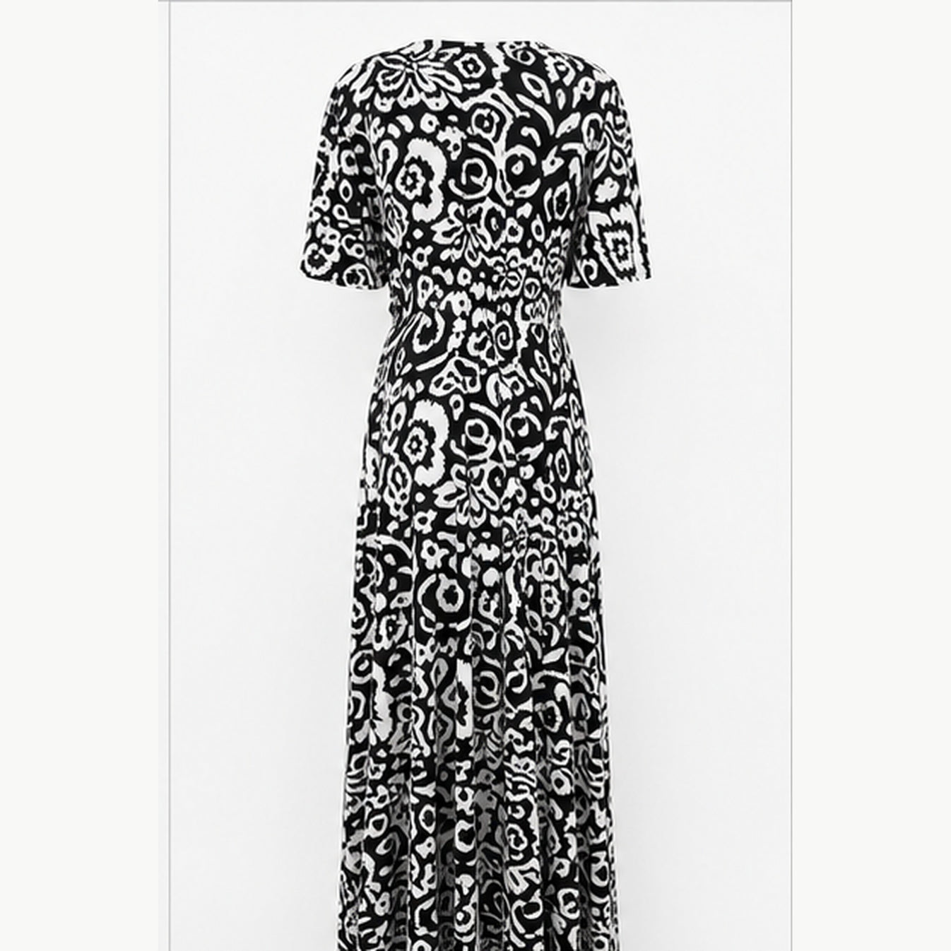 Jimi Fei Paris Maxi Jurk Dames - One Size - Zwart Wit Ornamentprint - back