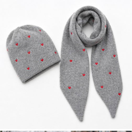 Muts & Sjaal Set met Hartjes