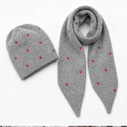 Muts & Sjaal Set met Hartjes