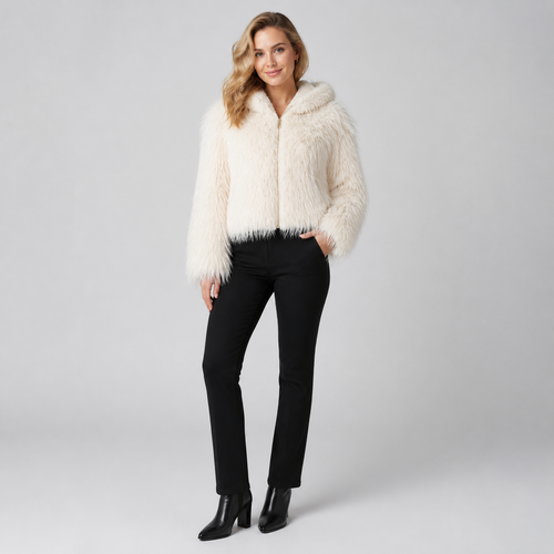 Shaggy Faux Fur Jas met Capuchon - One Size