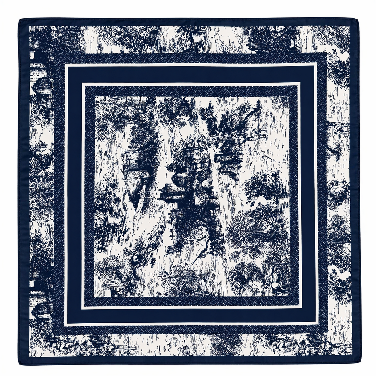 HS Sjaal - 70x70 NIEUW In 2 Kleuren - Zijde Satijnen Look - Donkerblauw