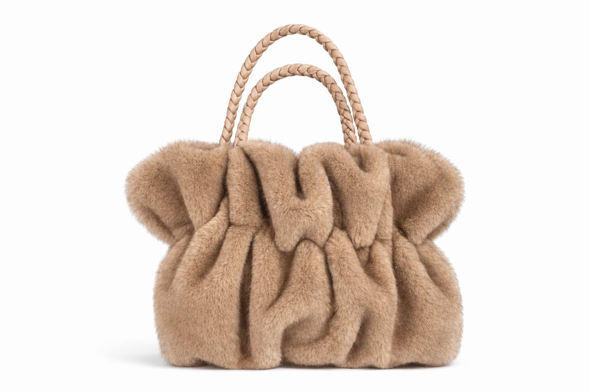 HS Faux Fur Handtas Bruin – Premium Teddy Tas - Taupe - HS-Bag-Faux-Taupe