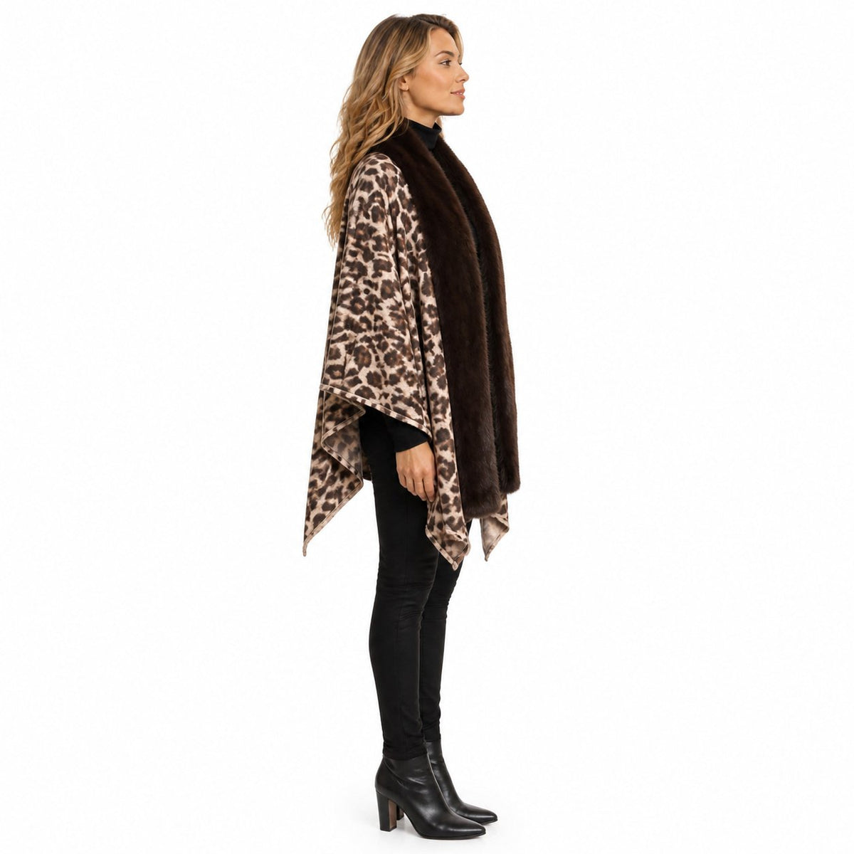 Stola Luipaardprint met Faux Fur Rand - 60x200 cm