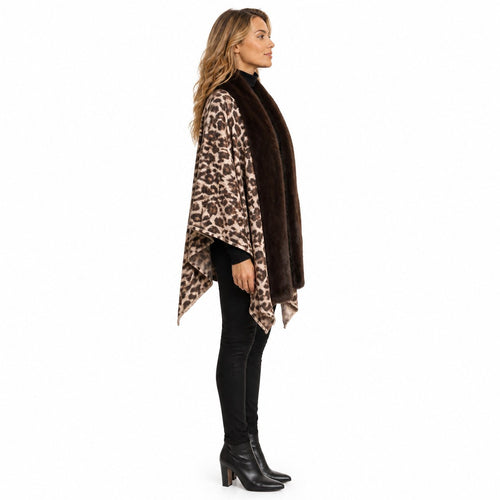 Stola Luipaardprint met Faux Fur Rand - 60x200 cm