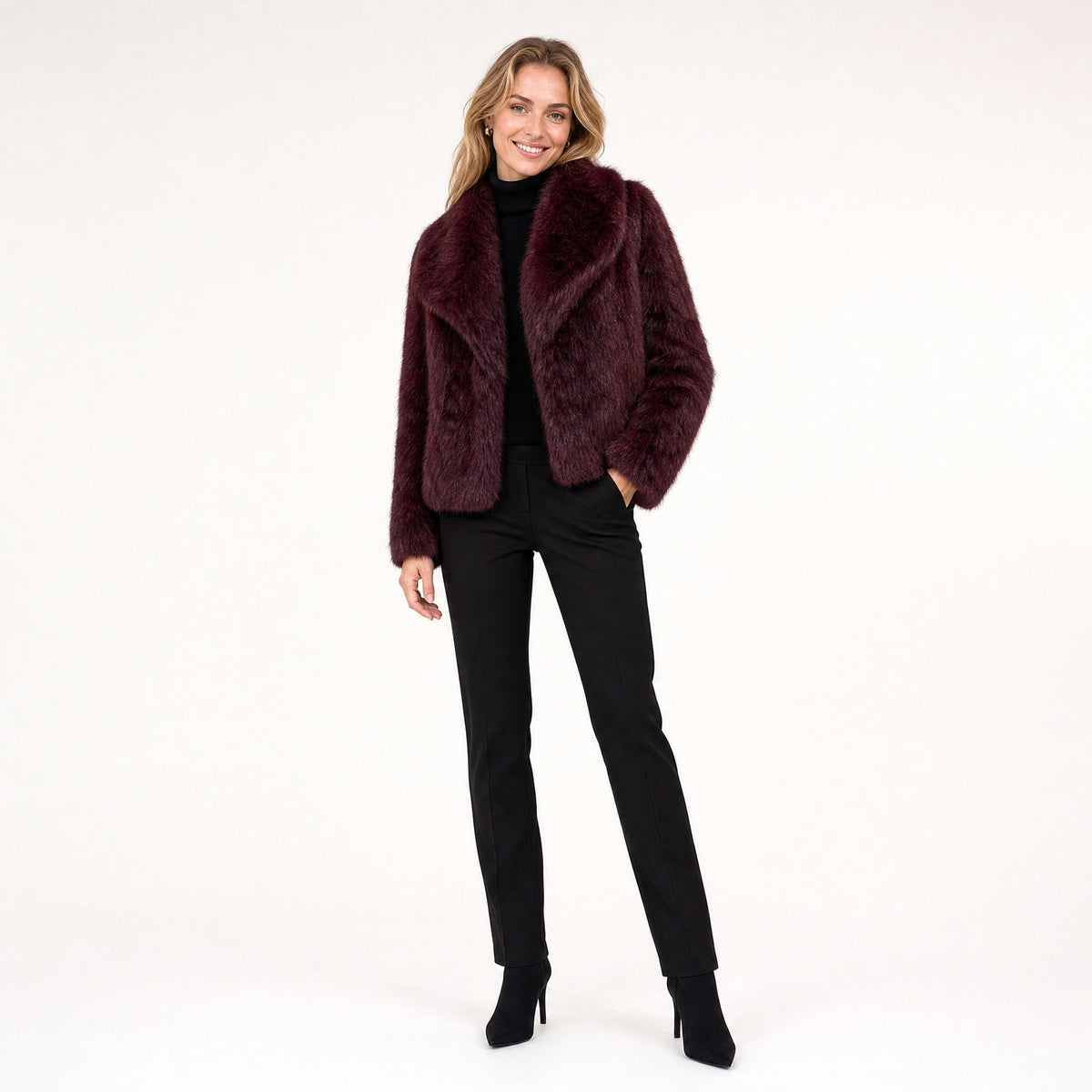 Korte Faux Fur Jas - Lange Mouwen - One Size