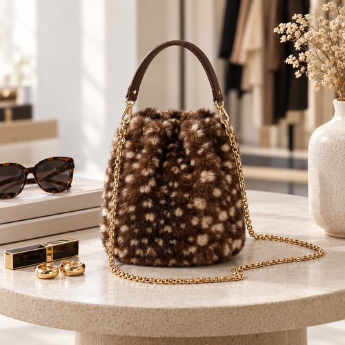 Faux Fur Spotted Crossbody Tas