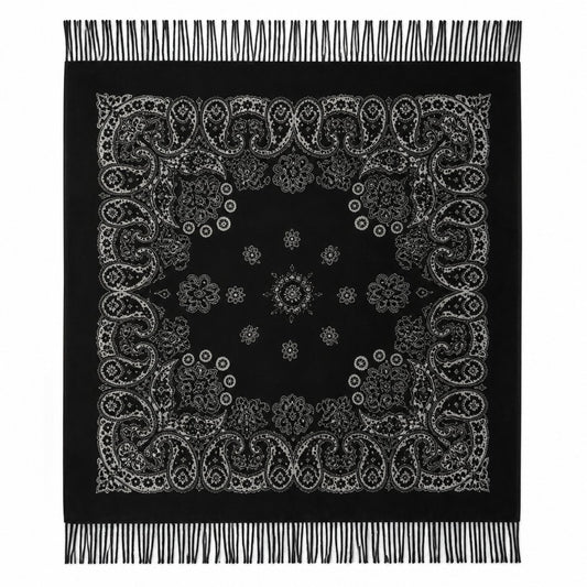Vierkante Paisley Sjaal met Franjes - 105x105 cm