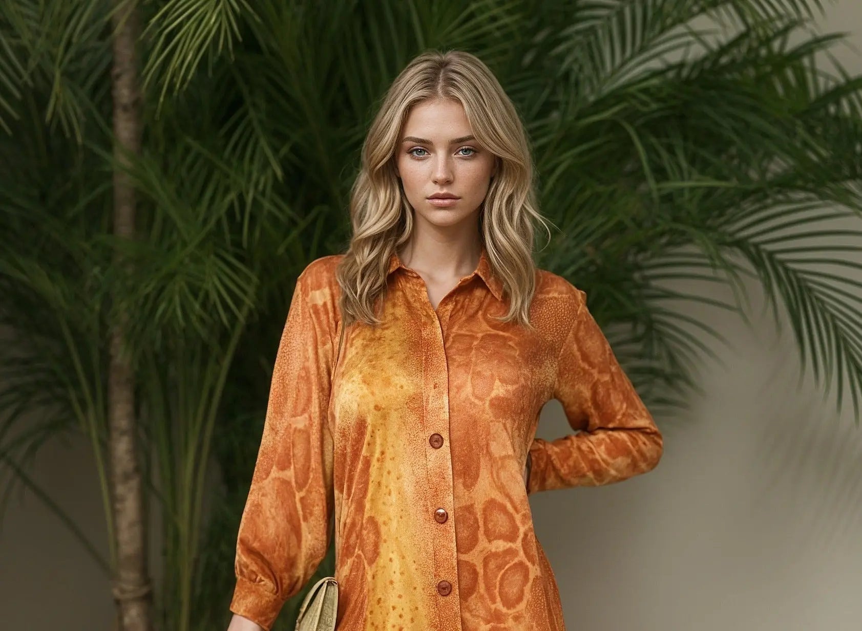 Angelle Milan - Oranje Blouse voor Dames - Travelstof - Ademend - Kreukherstellend - Duurzaam - in 5 maten! Mapsy B.V