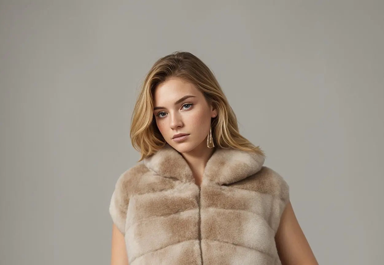 Luxe Beige Faux Fur Bodywarmer - Stijlvol en Warm - Winter 2024 Mapsy B.V