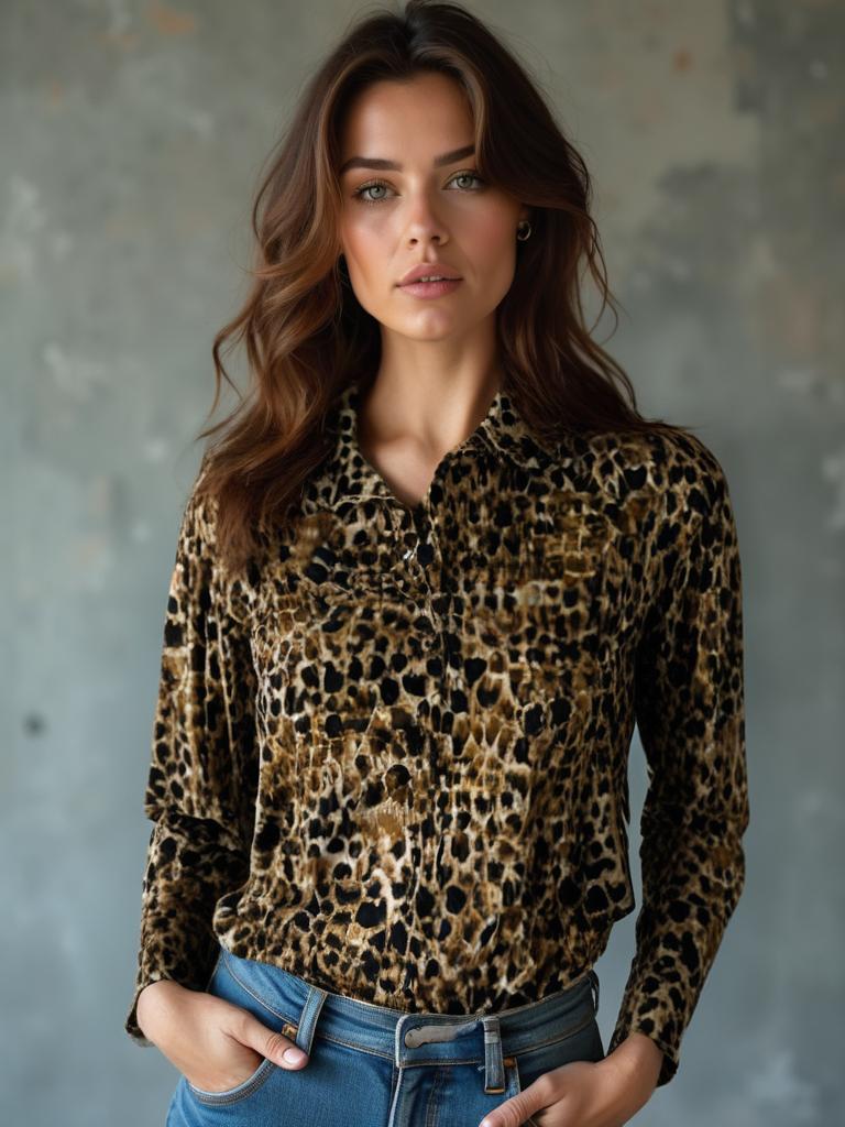 Angi's - travelstof blouse - Camel dierenprint - Ademend - Kreukvrij - Duurzame Blouse - Mapsy B.V