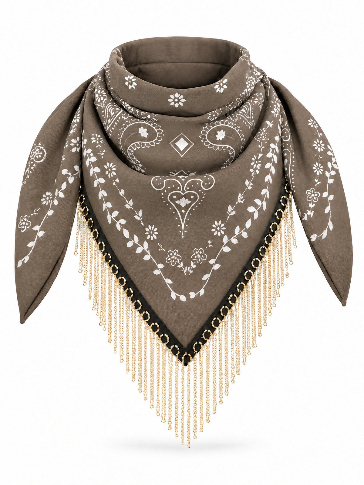 Bandana Sjaal Paisley met Gouden Kettingfranje