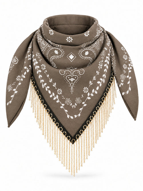 Bandana Sjaal Paisley met Gouden Kettingfranje
