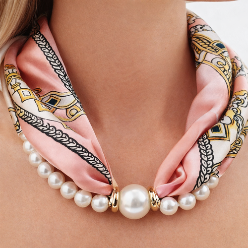 HS Parelsjaal + Ketting - Incl. Magneet Parel Ketting! - 9 kleuren - parel detail - DETAIL