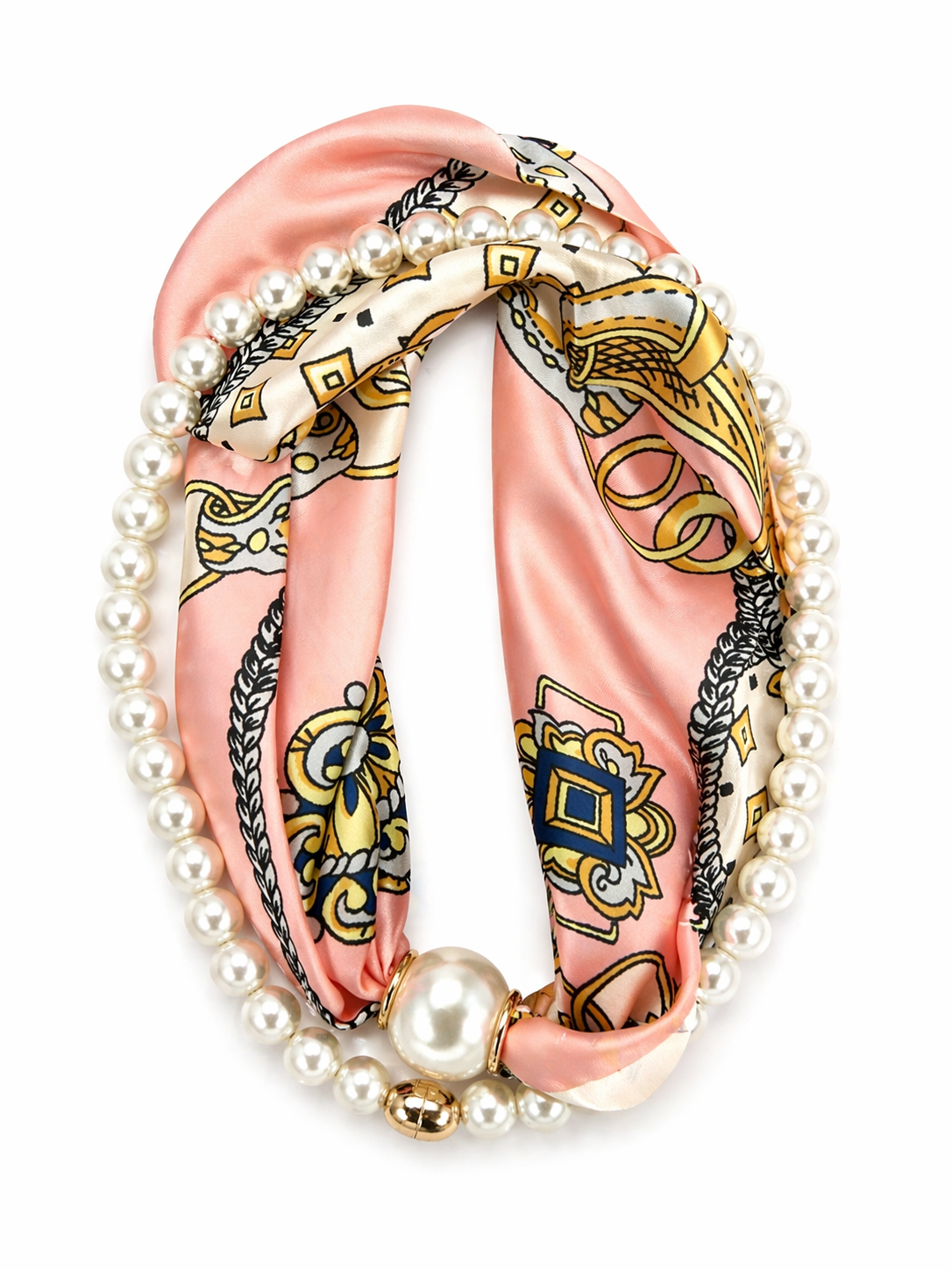 HS Parelsjaal + Ketting - In 9+ Kleuren - Incl. Magneet Parel Ketting! - Roze