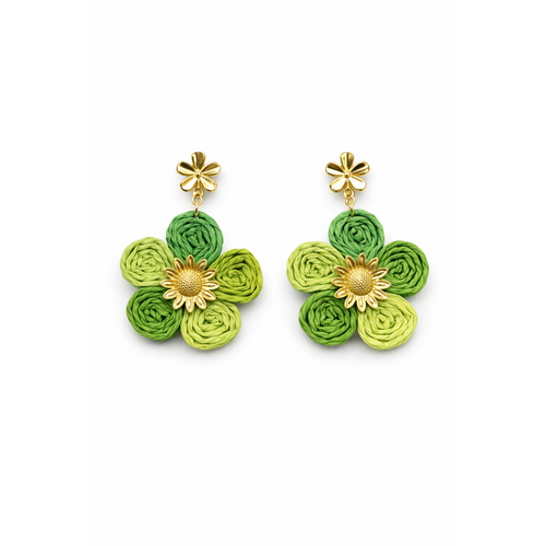 HS Oorbel - In 3 Kleuren - Bloem - Groen