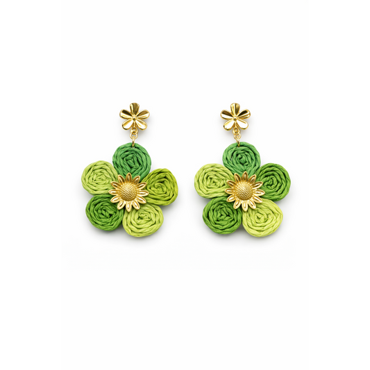 HS Oorbel - In 3 Kleuren - Bloem - Groen